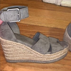 Gray Suede Wedges
